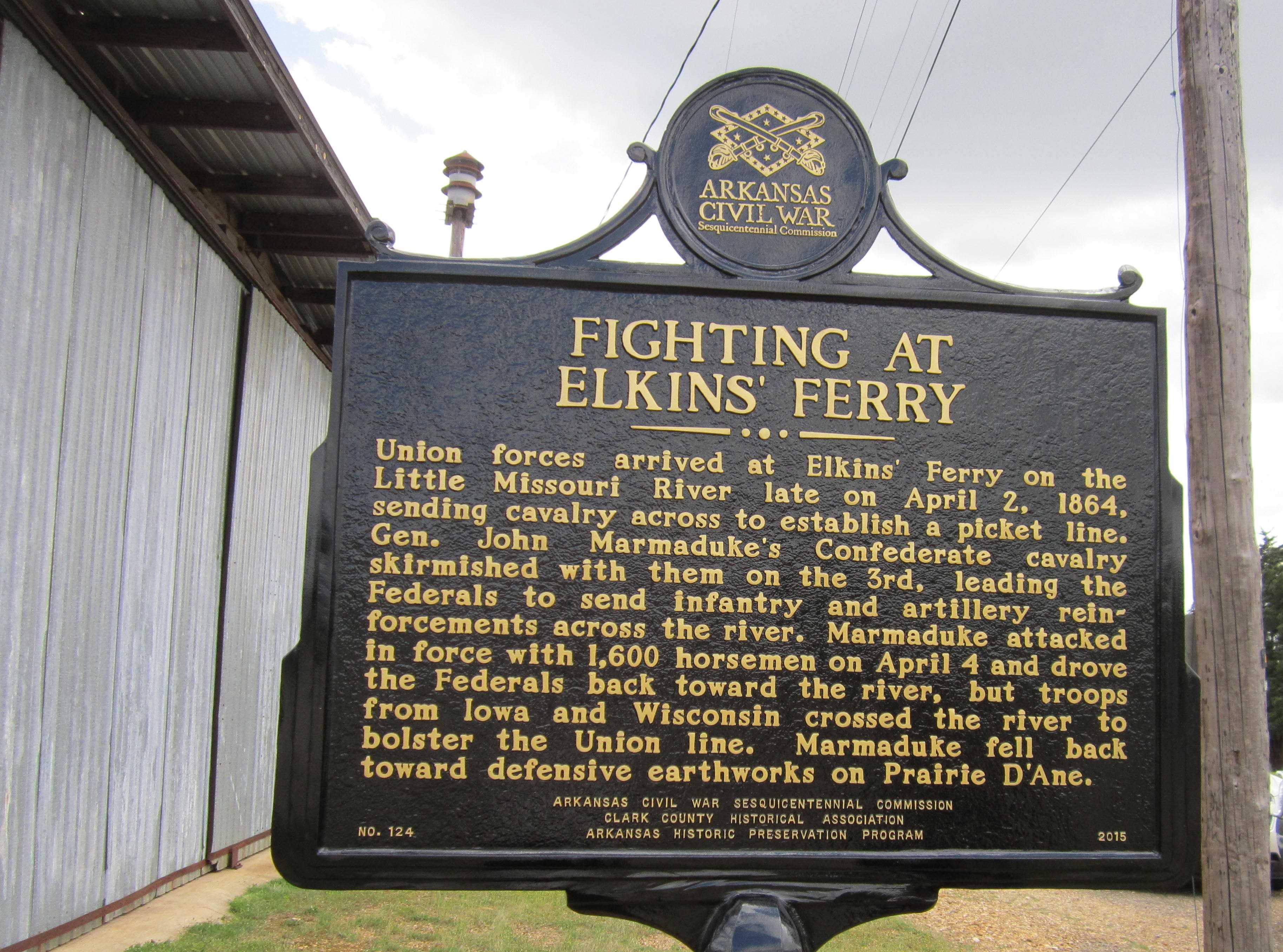 Fighting at Elkins' Ferry Marker