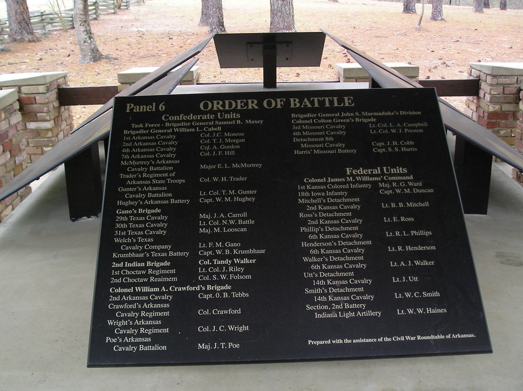 Signage Under the Pavilion on Order of Battle
